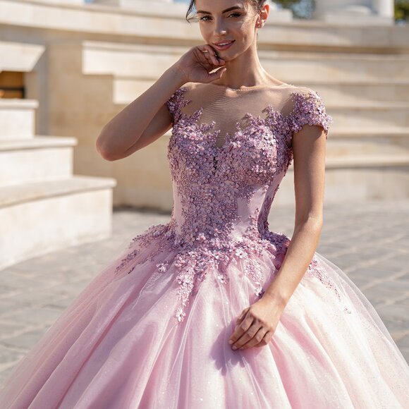 Quinceanera dresses Blush Pink Quinceañera Dress with Floral Appliques Ball